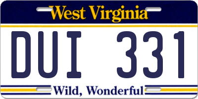 WV license plate DUI331