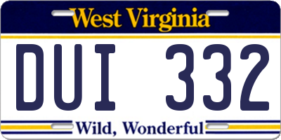 WV license plate DUI332