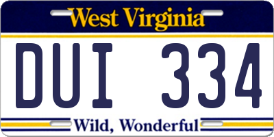 WV license plate DUI334