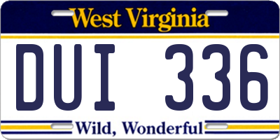 WV license plate DUI336