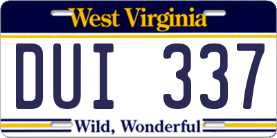 WV license plate DUI337