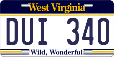 WV license plate DUI340