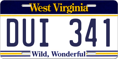 WV license plate DUI341