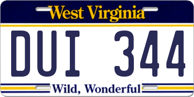 WV license plate DUI344