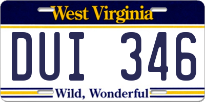 WV license plate DUI346
