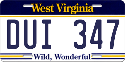 WV license plate DUI347