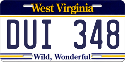 WV license plate DUI348