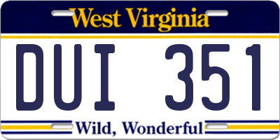 WV license plate DUI351