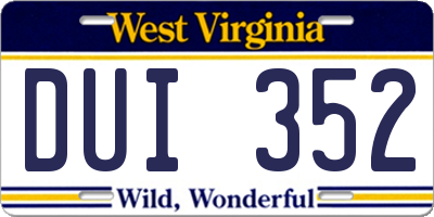 WV license plate DUI352