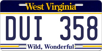 WV license plate DUI358