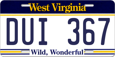 WV license plate DUI367