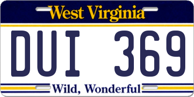 WV license plate DUI369