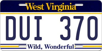 WV license plate DUI370