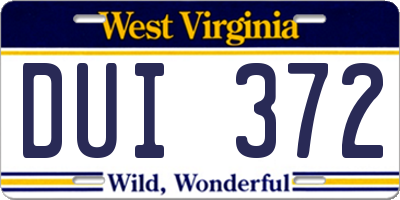 WV license plate DUI372