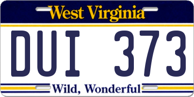 WV license plate DUI373