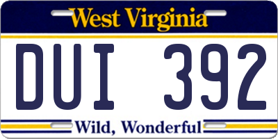 WV license plate DUI392