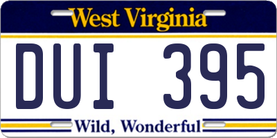 WV license plate DUI395