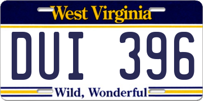 WV license plate DUI396