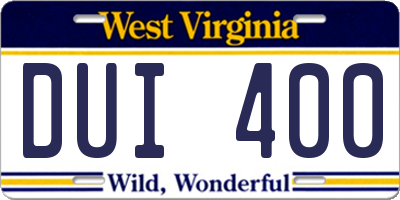 WV license plate DUI400