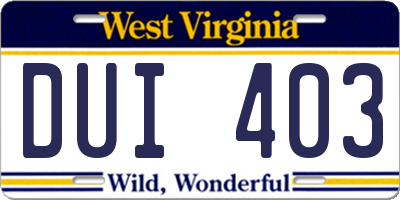 WV license plate DUI403