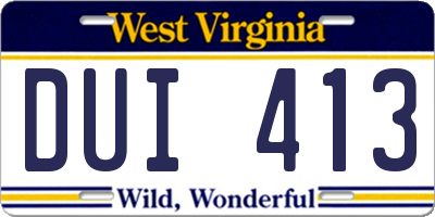 WV license plate DUI413