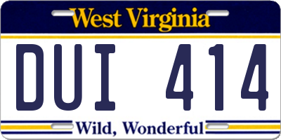 WV license plate DUI414