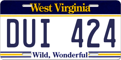 WV license plate DUI424