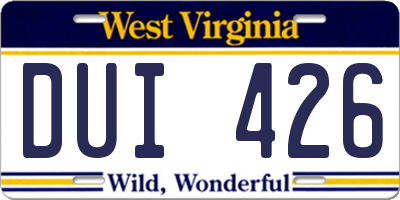 WV license plate DUI426