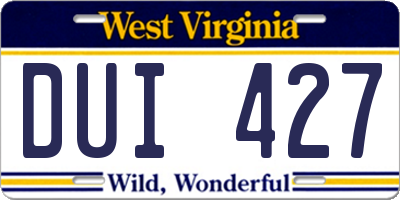 WV license plate DUI427