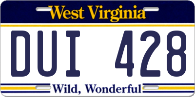 WV license plate DUI428