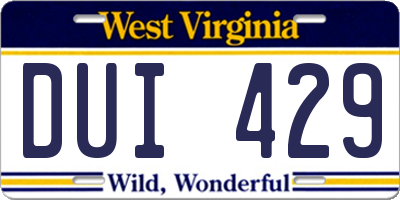 WV license plate DUI429