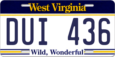 WV license plate DUI436