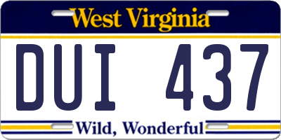 WV license plate DUI437