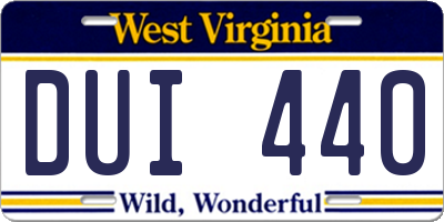 WV license plate DUI440