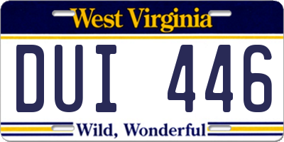 WV license plate DUI446