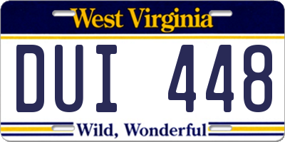 WV license plate DUI448