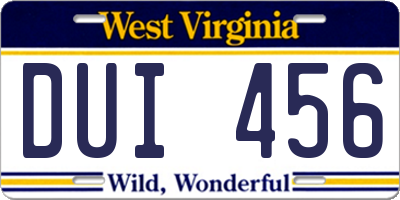WV license plate DUI456