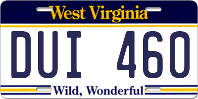 WV license plate DUI460