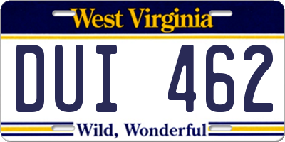 WV license plate DUI462