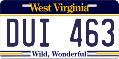 WV license plate DUI463
