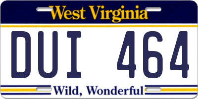 WV license plate DUI464