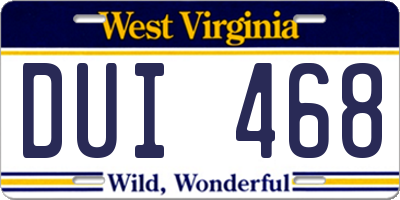 WV license plate DUI468