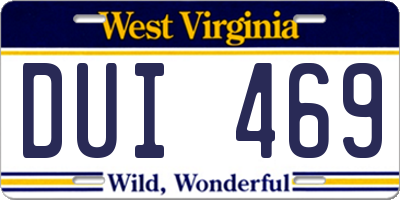 WV license plate DUI469