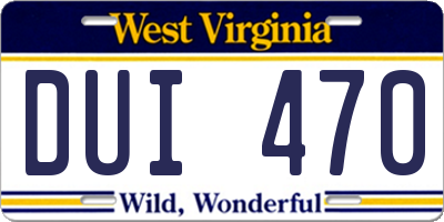 WV license plate DUI470