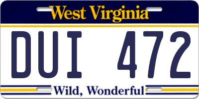 WV license plate DUI472
