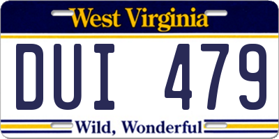WV license plate DUI479