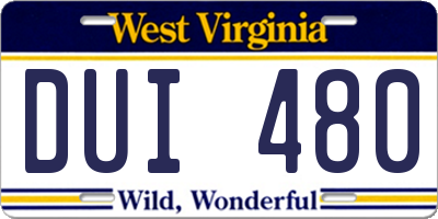 WV license plate DUI480