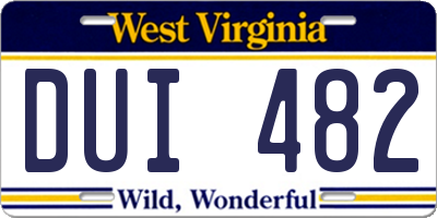 WV license plate DUI482