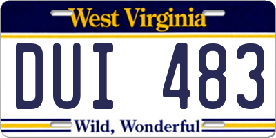 WV license plate DUI483