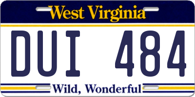 WV license plate DUI484